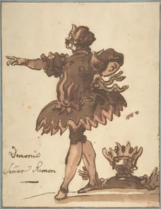Costume Design for a Demon (Señor Remon), for a performance held during the celebration of the wedding of Marie-Louise de Bourbon with Archduke Léopold de Habsbourg-Lorraine, hosted by the Marquis of Ossuna in Madrid in 1764