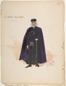 Costume for Sir Olivier McText [a]; Descriptive Sheet of Accessories [b]