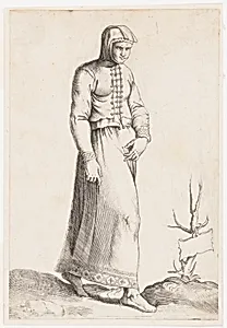 Costume Plate: Woman with Hooded Garment
