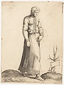 Costume Plate: Woman with Hooded Garment