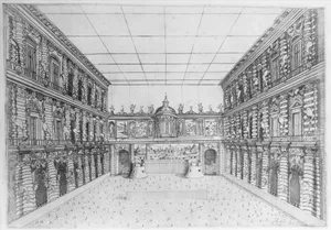 Court of Palazzo Pitti decorated with Candelabra, from an Album with Plates Documenting the Festivities of the 1589 Wedding of Ferdinand I and Christine of Lorraine