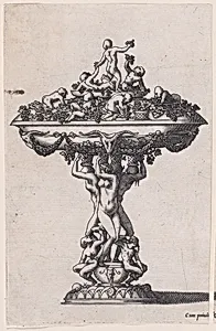 Covered Cup with Nude Figures Forming Stem
