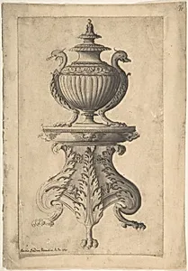 Covered Vase on a Three-Footed Pedestal