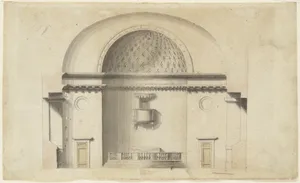 Cross-section of a chapel (?); verso: Pavillion in Neogothic style
