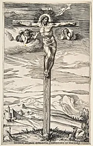 Crucifixion with Two Angels by Giulio Bonasone|Michelangelo Buonarroti