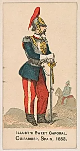 Cuirassier, Spain, 1853, from the Military Series (N224) issued by Kinney Tobacco Company to promote Sweet Caporal Cigarettes by Kinney Brothers Tobacco Company