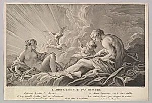 Cupid Instructed by Mercury by Pierre François Basan|François Boucher