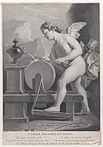 Cupid Sharpening His Arrows by Pierre Charles Lévesque|Pierre Jacques Cazes