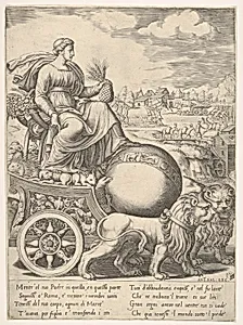 Cybele in her chariot drawn by two lions