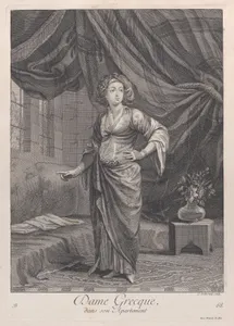 Dame Grecque, dans son Apartement, plate 68 from "Recueil de cent estampes représentent differentes nations du Levant"