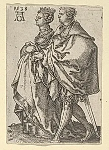 Dancing Couple Stepping to the Left, from "The Small Wedding Dancers" by Heinrich Aldegrever