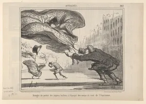 Danger de Porter des Jupes-Ballons, Plate 26 of La Crinolomanie, published in le Charivari, April 3, 1857