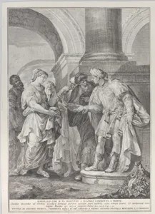 Daniel argues with the elders while Susanna stands at left