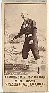 Daniel Eckford "Ecky" Stearns, 1st Base, Kansas City Cowboys, from the Old Judge series (N172) for Old Judge Cigarettes by Goodwin & Company