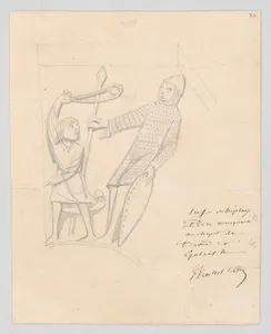 David and Goliath, after a Capital in Vézelay Abbey