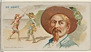 De Graaf, Duel with Van Horn, from the Pirates of the Spanish Main series (N19) for Allen & Ginter Cigarettes by George S. Harris & Sons|Allen & Ginter