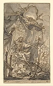 Death on a Canopied Throne (Design for a Title Page)