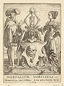 Death's coat of arms, from the Dance of Death by Hans Holbein the Younger|Wenceslaus Hollar