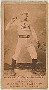 Decker, Catcher, Philadelphia, from the Old Judge series (N172) for Old Judge Cigarettes by Goodwin & Company