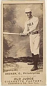 Decker, Catcher, Philadelphia, from the Old Judge series (N172) for Old Judge Cigarettes by Goodwin & Company