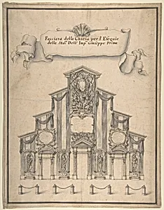 Decoration for the Façade of a Church for the Funeral of Joseph I, 1711 by Giovanni Larciani ("Master of the Kress Landscapes")