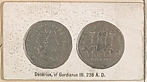Denarius of Cordianus III, 238 A.D., from the Ancient Coins series (N180) issued by Wm. S. Kimball & Co. by William S. Kimball & Company
