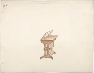Design for a Bookstand on Casters by Anonymous, British, 19th century