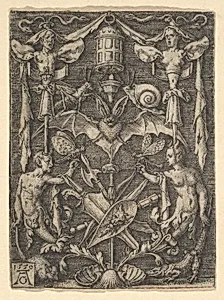Design for a Candelabra Grotesque with a Bat in the Center by Heinrich Aldegrever