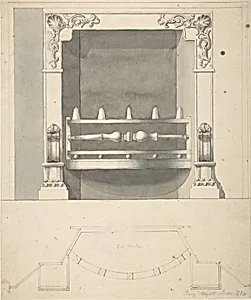 Design for a Cast-iron Hob Grate in Ormolu by Benjamin Dean Wyatt