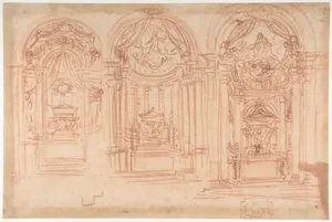 Design for a Catafalgue Used on the Occasion of the Canonization of Saint Mary Magdalen de' Pazzi, Florence, 1669.