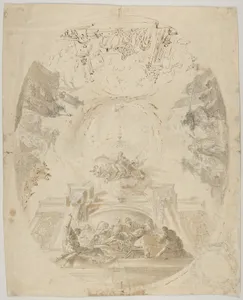 Design for a ceiling fresco with scenes from the life of Saint Barbara