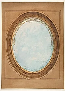 Design for a ceiling with trompe l'oeil balustrade and sky by Jules-Edmond-Charles Lachaise|Eugène-Pierre Gourdet
