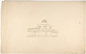 Design for a Centrally Planned Domed Building with Porticos, Perspective by Anonymous, British, early 19th century