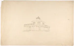 Design for a Centrally Planned Domed Building with Porticos, Perspective