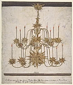 Design for a Chandelier with Sixteen Candles by Isaak Ehe