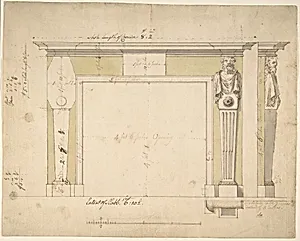 Design for a Chimneypiece (recto); Sketches for Column Bases (verso) by Sir William Chambers