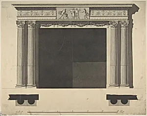 Design for a Chimneypiece with Ionic columns, a Frieze, and Cornice by Sir William Chambers