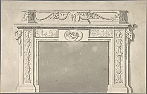 Design for a Classical Chimneypiece with Rams Heads, and Leda and the Swan. by Sir William Chambers