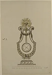 Design for a Clock in the Form of a Lyre