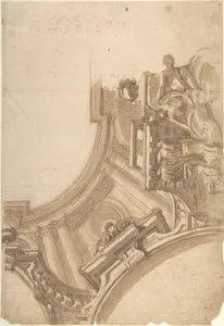 Design for a corner of painting ceiling, architectural perspective