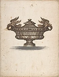 Design for a Covered Urn with Two Eagles