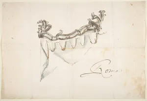 Design for a Crest with Drapery (the Upper Part of a Canopy or Window Treatment)