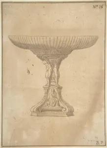 Design for a Cup Supported by Standing Nudes with Standard of Seated Figure with Book and Bird