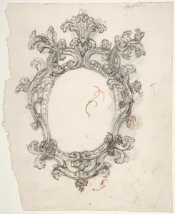 Design for a Decorative Oval Frame (Recto). Half sketch for a Decorative Oval Frame (Verso).