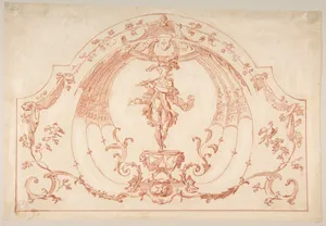 Design for a Decorative Panel with a Flutist (recto); Design for molding (verso)