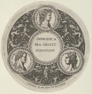 Design for a Dish with Portraits of the Roman Emperors Nero, Galba, and Caligula