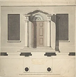 Design for a Doric Porch, Plan and Elevation