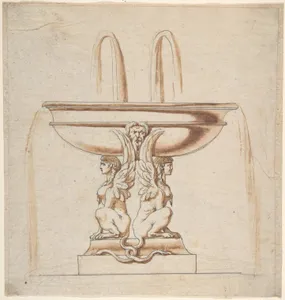 Design for a Fountain: Bowl Supported by Two Sphynxes