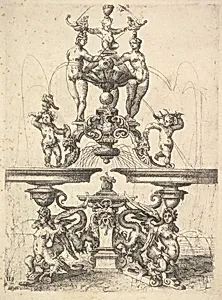 Design for a Fountain, Plate 119 from Dietterlin's Architectura by Wendel Dietterlin, the Elder