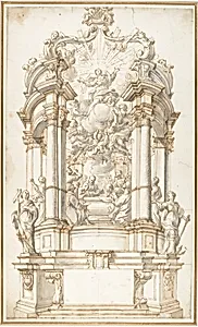 Design for a Freestanding Altar dedicated to the Assumption of the Virgin by Giovanni Larciani ("Master of the Kress Landscapes")